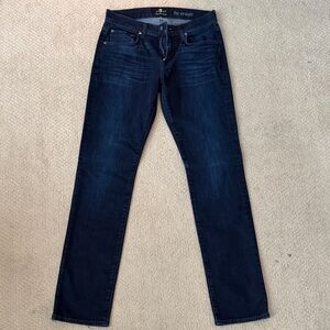 7 For All Mankind Men's Dark Blue Straight Jeans